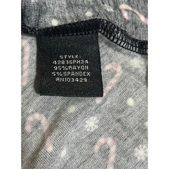 Intro Black Candy Cane and Snowflake Long Sleeve Top with Pleated back - size PL - Picture 4 of 7